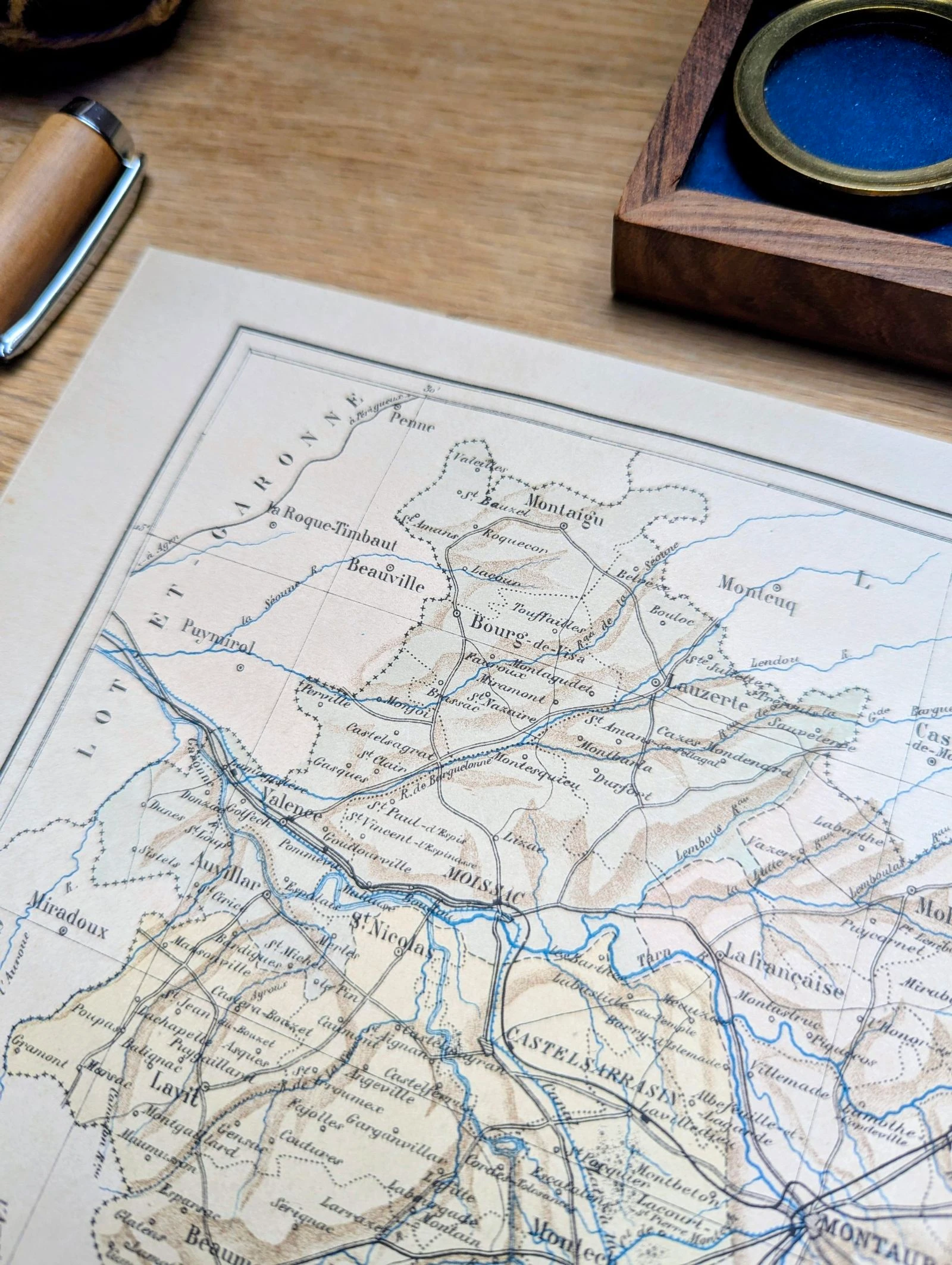 Imprimée en 1889, Tarn-et-Garonne, carte antiga. – photo 10